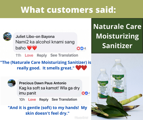 Customer Feedbacks On Our Natural Care Sanitizer